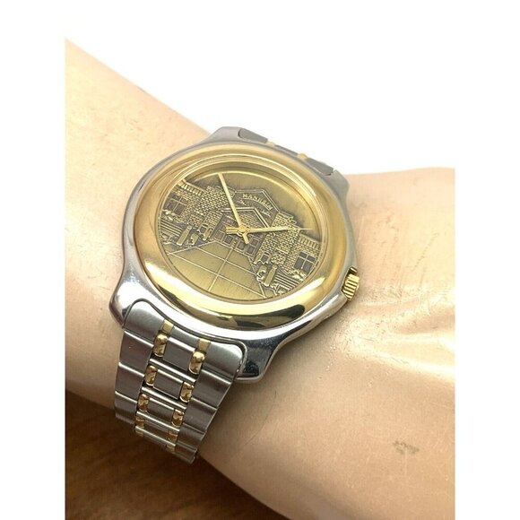 Manheim Auto Auction Men's Watch Quartz Gold Dial Two Tone Stainless Steel 40mm - Picture 5 of 14